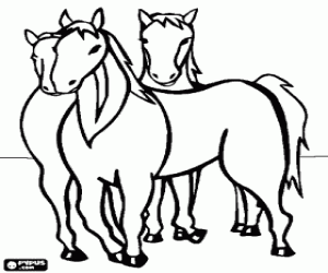 Three horses coloring page