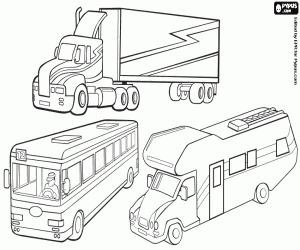Three large vehicles coloring page