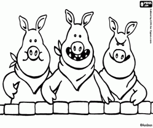 The three naughty pigs coloring page