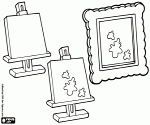 Three stages for a painting coloring page