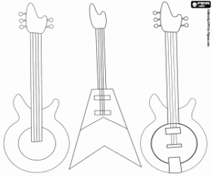 Three types of electric guitar coloring page