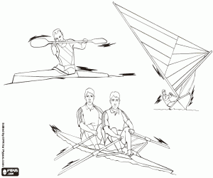 Three water sports in Olympics coloring page