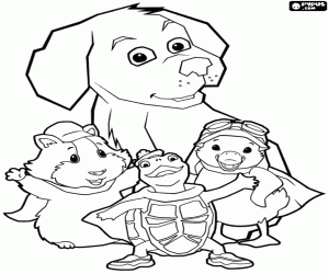The three Wonder Pets and the puppy coloring page