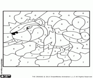 Tiger of the Croods, by numbers coloring page