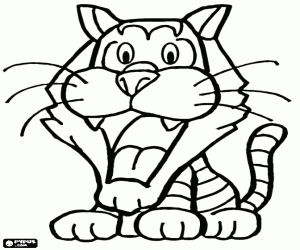 Tiger with the mouth open coloring page