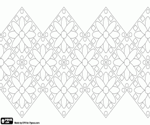 Tiles with flowers, ornamental border  coloring page
