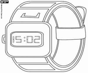The time in digital numbers coloring page