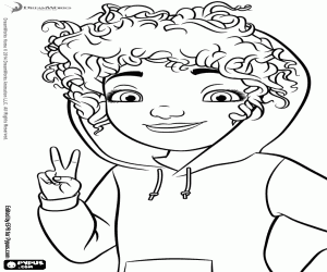 Tip, girl with a hooded sweatshirt coloring page