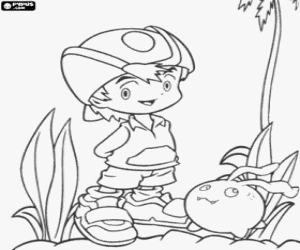 TK and Tokomon, Digimon coloring page