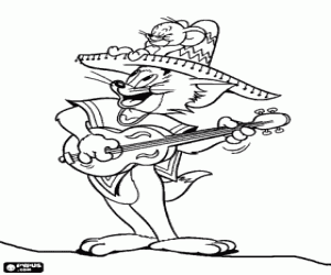 Tom and Jerry in Mexico, the mariachis coloring page