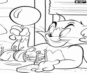Tom the cat hates Jerry the mouse coloring page
