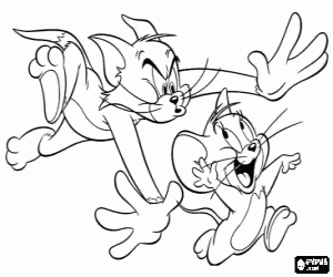 Tom chases Jerry coloring page