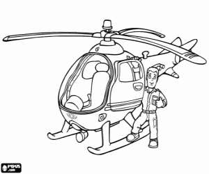 Tom and the helicopter Wallaby One coloring page