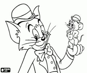 Tom and Jerry,bowler hat and bow tie coloring page