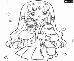 Tomoyo, the best friend of Sakura coloring page