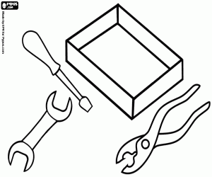 Some tools and a box coloring page
