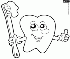 Tooth brushing coloring page