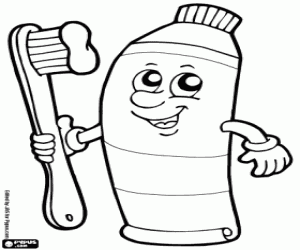 Toothpaste and toothbrush coloring page