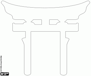 A torii, symbol of Shinto coloring page