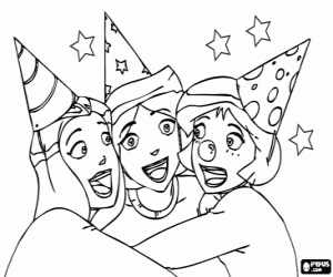 The Totally Spies in a party coloring page