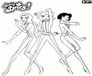 The Totally Spies with spy costumes coloring page