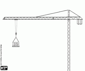 Tower crane for building works coloring page