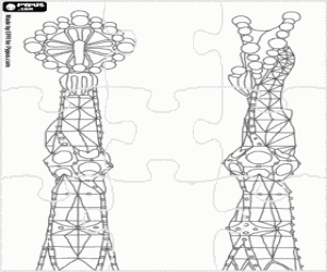 Tower of Sagrada Familia puzzle coloring page