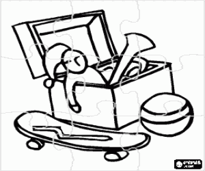 Toy box puzzle coloring page