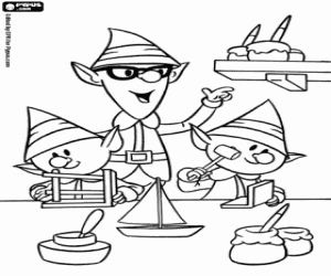 The toys workshop of Santa Claus coloring page
