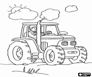 A tractor, a work vehicle coloring page