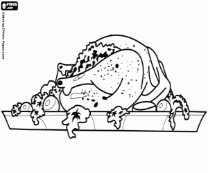 The traditional dish, a roasted turkey coloring page