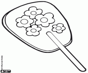 Traditional Japanese hand fan coloring page