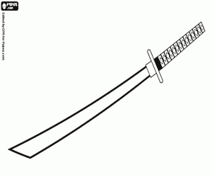Traditional Japanese sword, Katana coloring page