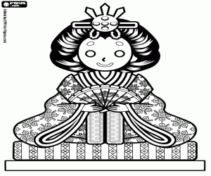 A traditional Japanese woman coloring page