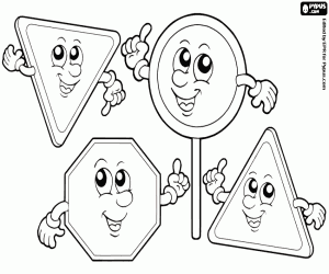 The traffic signs smiling coloring page