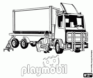 A trailer truck of Playmobil coloring page