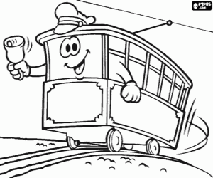 A tram with bell coloring page