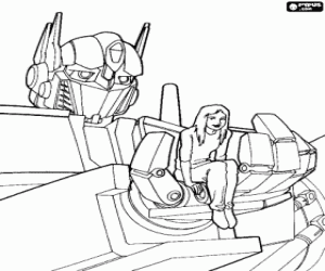 A transformer with the young girl coloring page