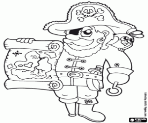 Treasure map coloring page