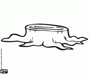 Tree stump. Stump of tree. Tree felled coloring page