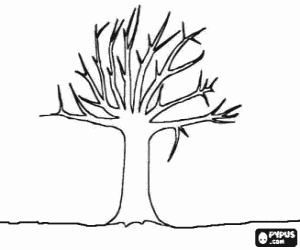 Tree without leaves in winter coloring page