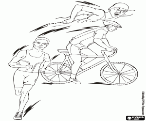 A triathlete in a triathlon coloring page
