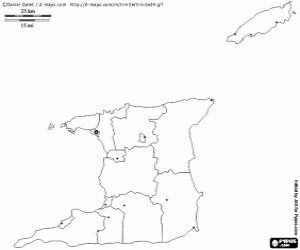 Trinidad and Tobago map coloring page