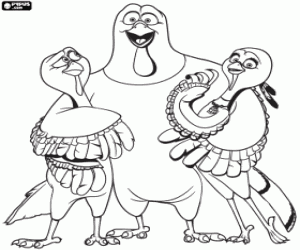 A trio of turkeys coloring page