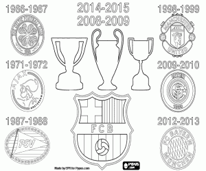 Triple Crowns of FC Barcelona coloring page