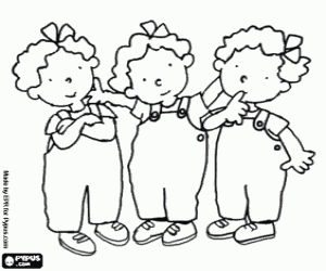 The triplets:Tessa, Annie and Nellie coloring page