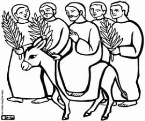 The triumphal entry of Jesus coloring page