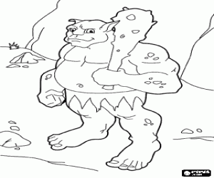 Troll armed with a club coloring page