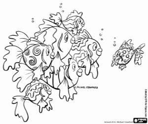 Tropical fishes coloring page
