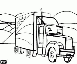 Truck in the landscape coloring page